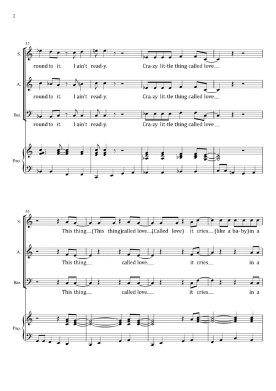 Crazy Little Thing Called Love 3-Part scores gallery preview page 2