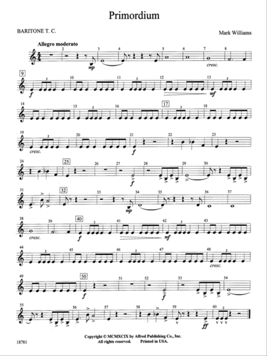 Primordium: Baritone T.C. Concert Band scores gallery preview page 1