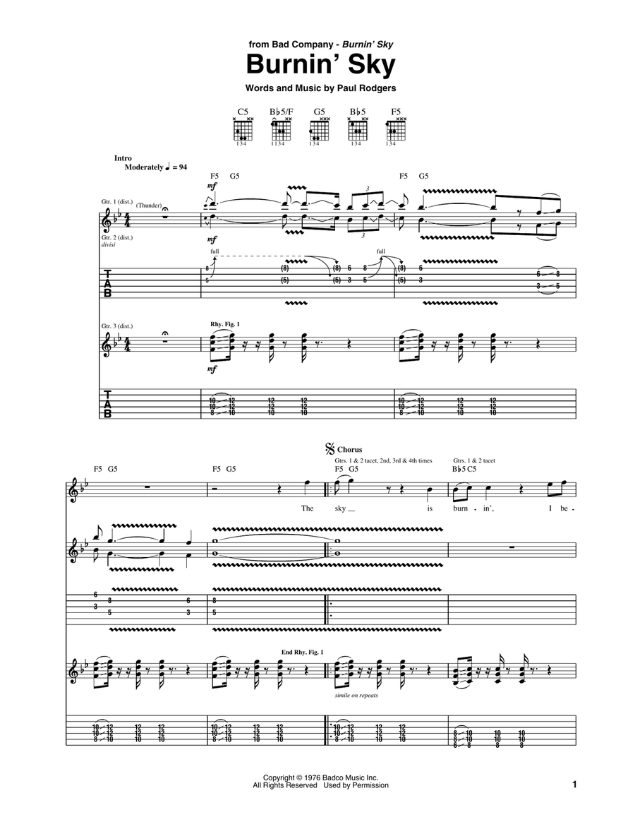 Burnin' Sky Acoustic Guitar scores gallery preview page 1