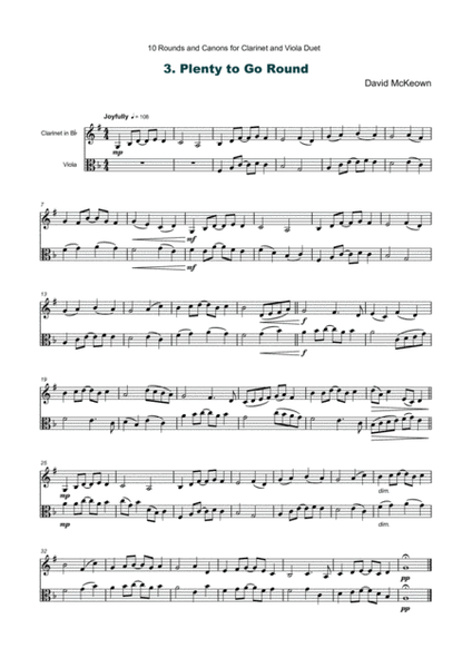 10 Rounds and Canons for Clarinet and Viola Duet