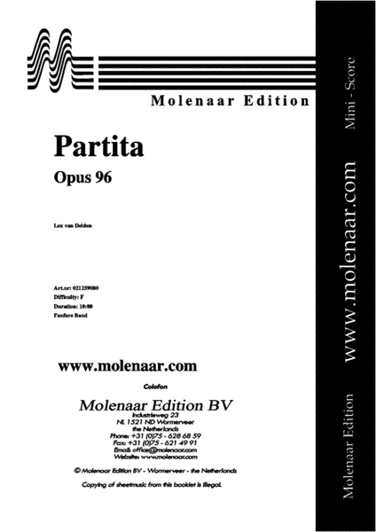 Partita by Lex Van Delden Fanfare Band - Sheet Music