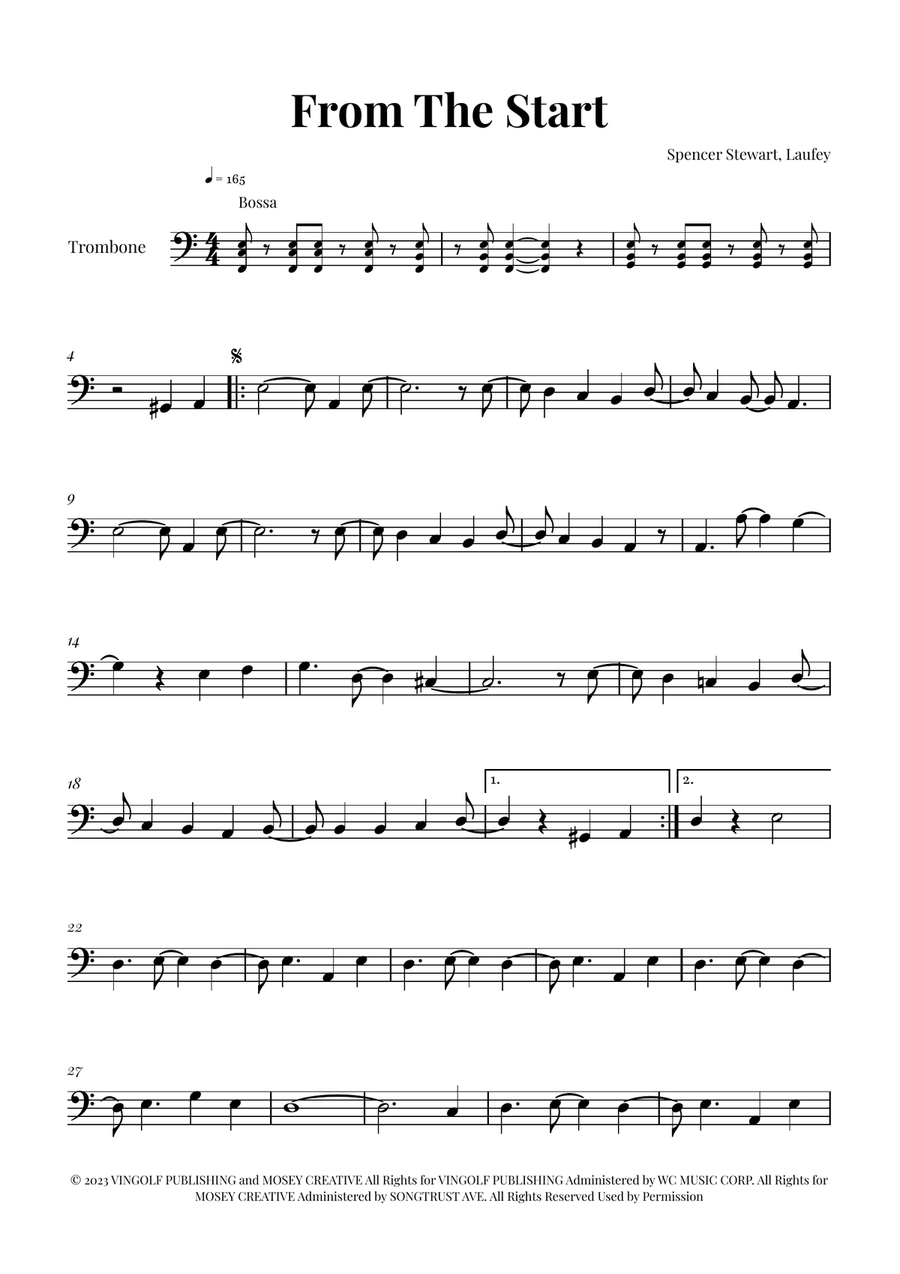 From The Start Trombone Solo scores gallery preview page 1