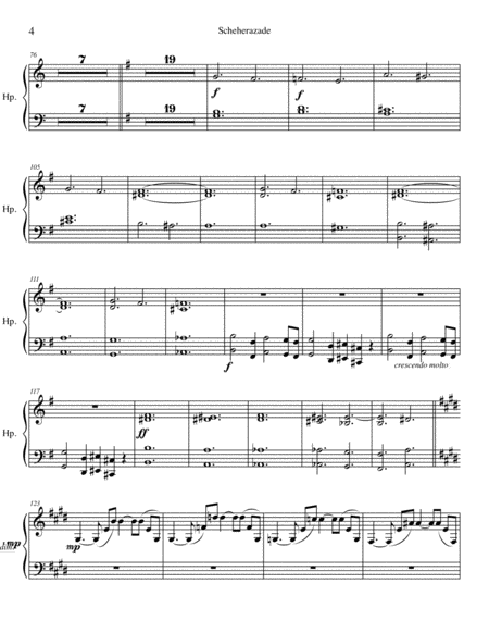 Scheherazade arranged for flute, harp and string quintet - Harp Part