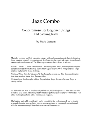 Book cover for Jazz Combo for Beginner Strings