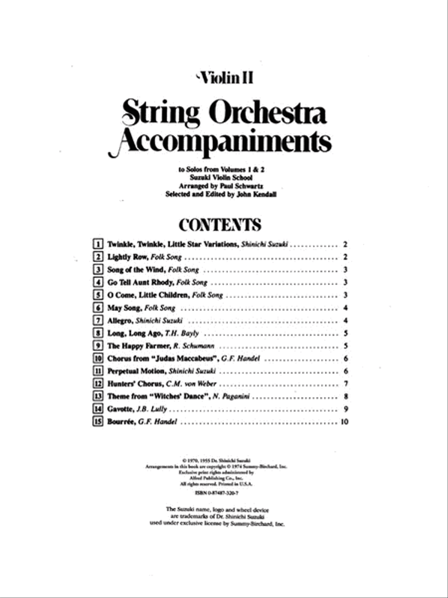 String Orchestra Accompaniments to Solos from Volumes 1 & 2