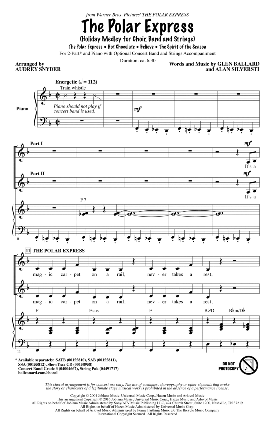 The Polar Express (Holiday Medley) (arr. Audrey Snyder) 2-Part scores gallery preview page 1