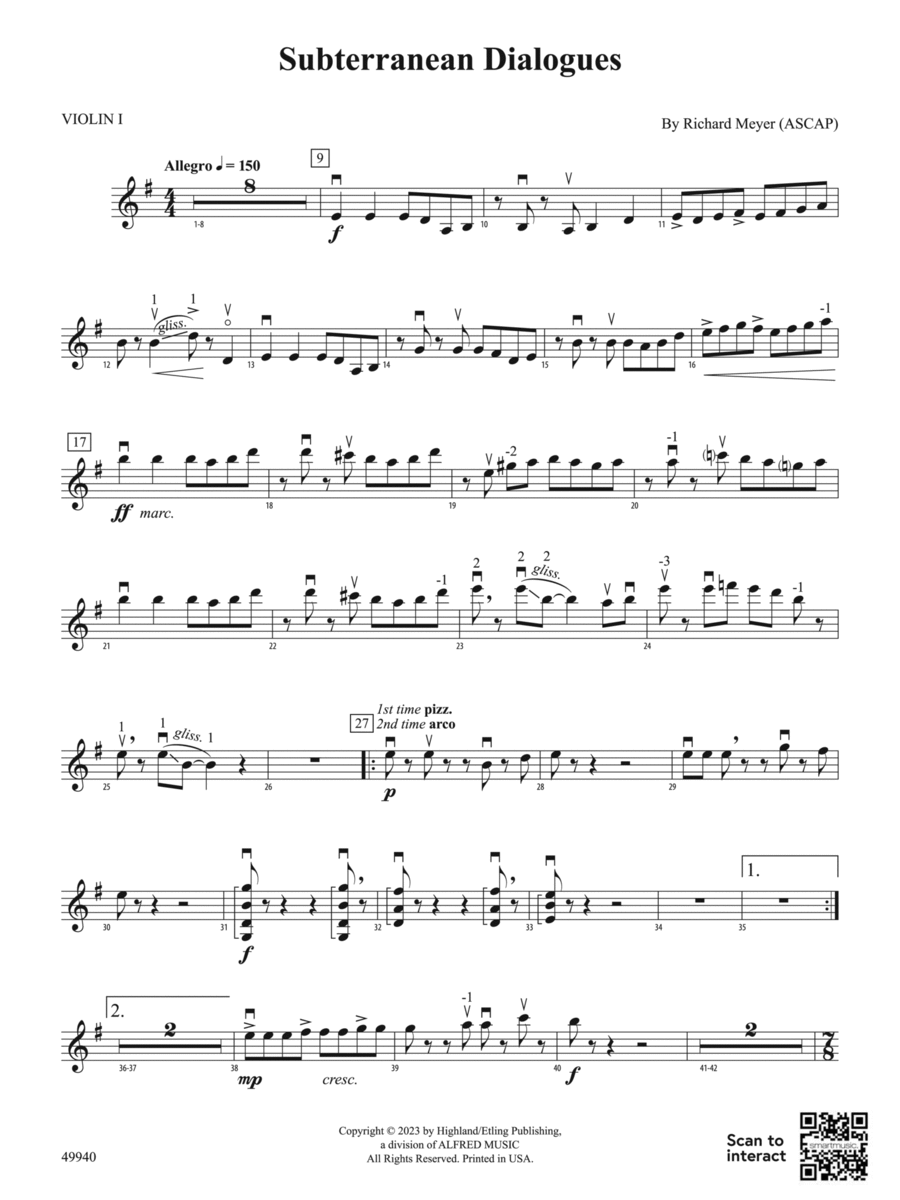 Subterranean Dialogues: 1st Violin String Orchestra scores gallery preview page 1