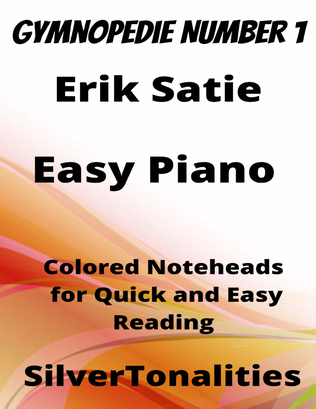 Gymnopedie Number 1 Easiest Piano Sheet Music with Colored Notation