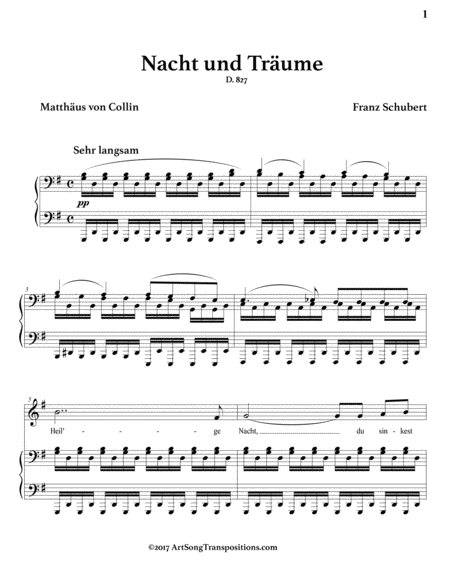 SCHUBERT: Nacht und Träume, D. 827 (transposed to G major)