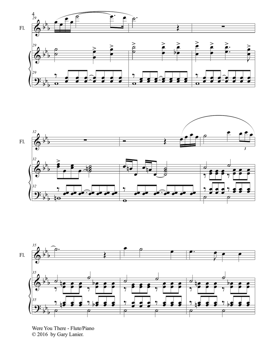Gary Lanier: WERE YOU THERE (Duet – Flute & Piano with Parts) Woodwind Duet scores gallery preview page 5