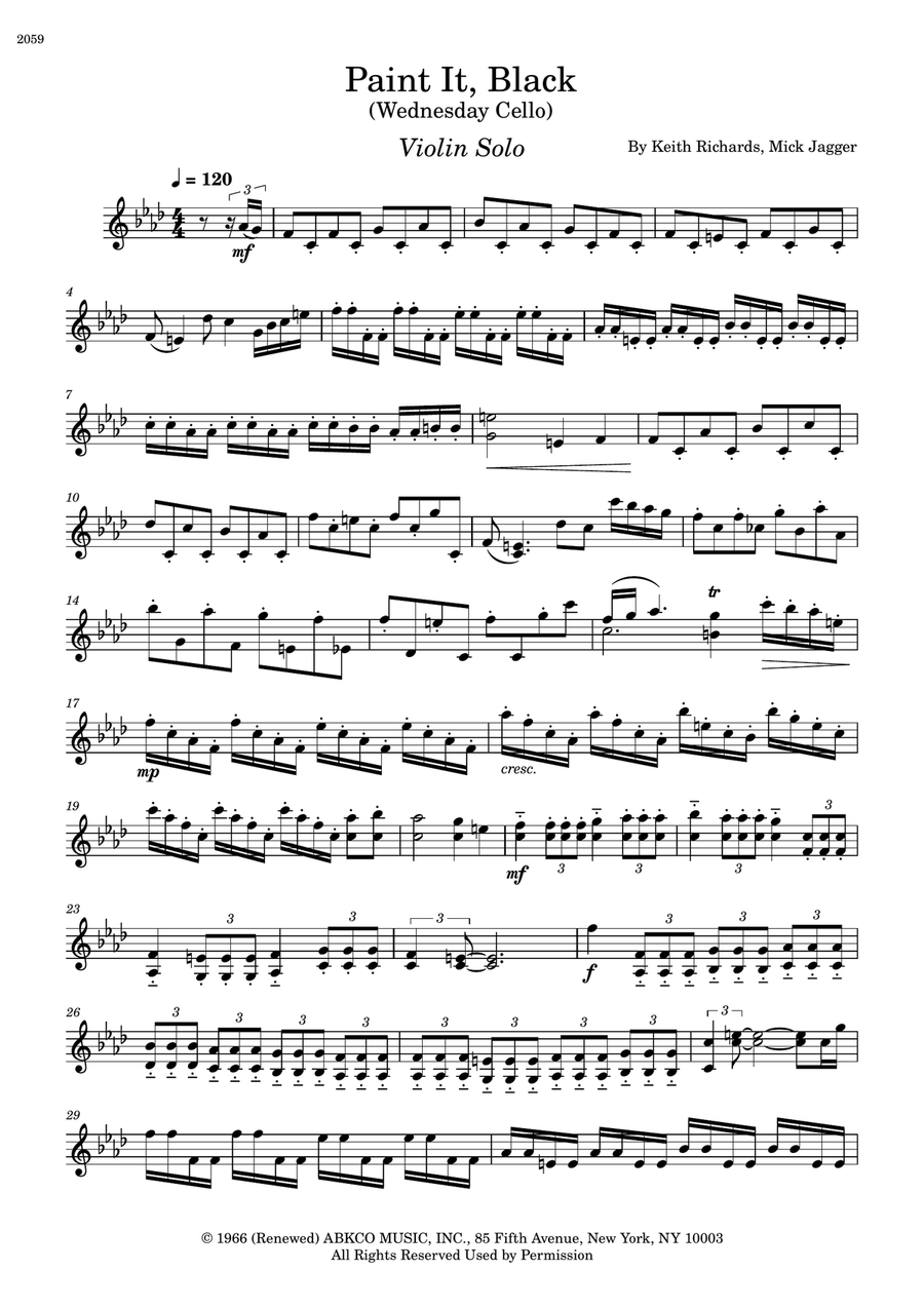 Paint It, Black Violin Solo scores gallery preview page 2