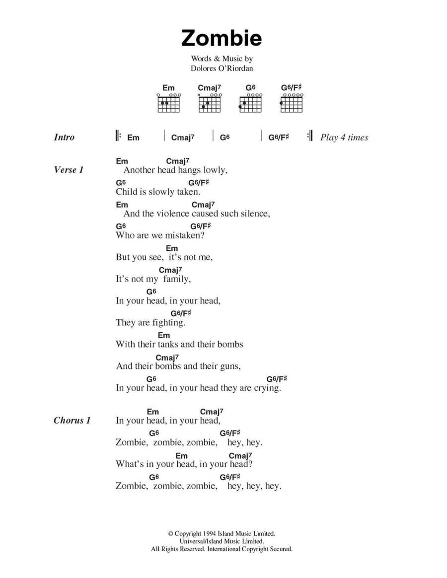 Zombie Acoustic Guitar scores gallery preview page 1