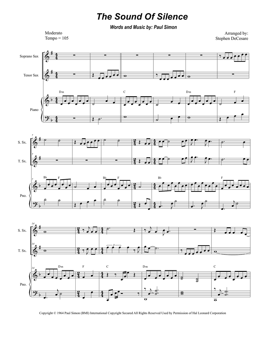 The Sound Of Silence Woodwind Duet scores gallery preview page 1
