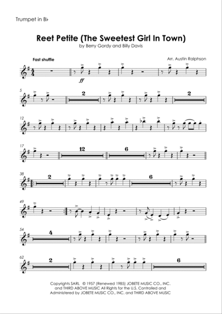 Reet Petite (the Sweetest Girl In Town) Tenor Saxophone scores gallery preview page 3