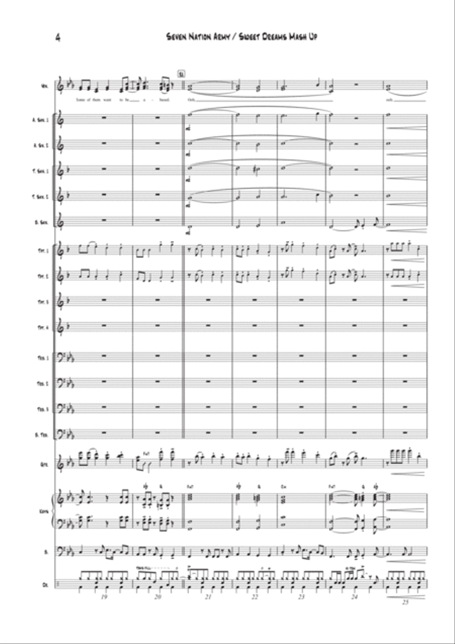 Seven Nation Army / Sweet Dreams Mash Up Jazz Ensemble scores gallery preview page 4
