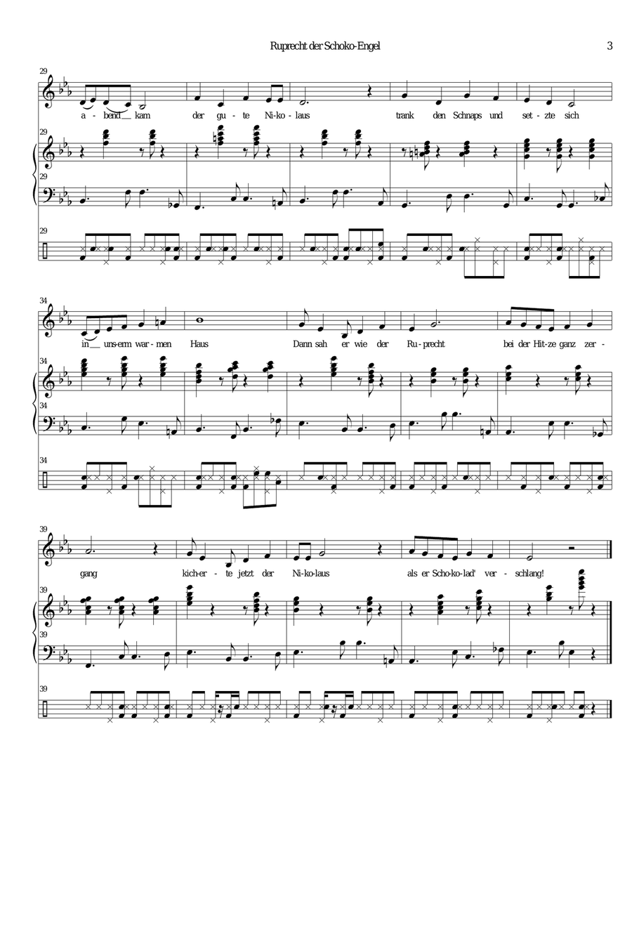 Ruprecht der Schoko-Engel (German version of Rupert the chocolate angel) Unison Choir scores gallery preview page 3