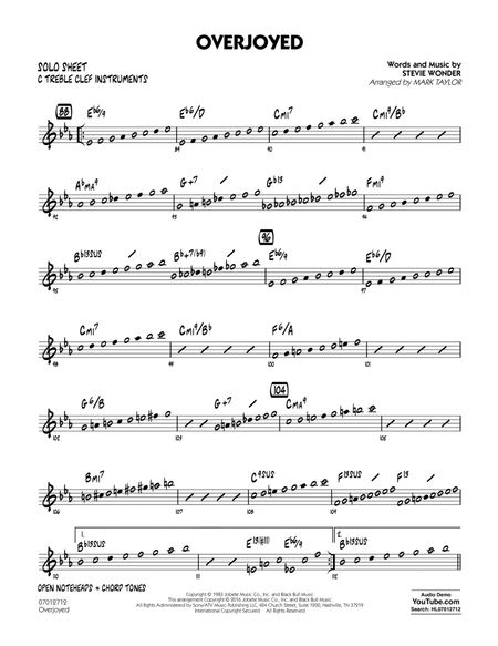 Overjoyed - C Solo Sheet