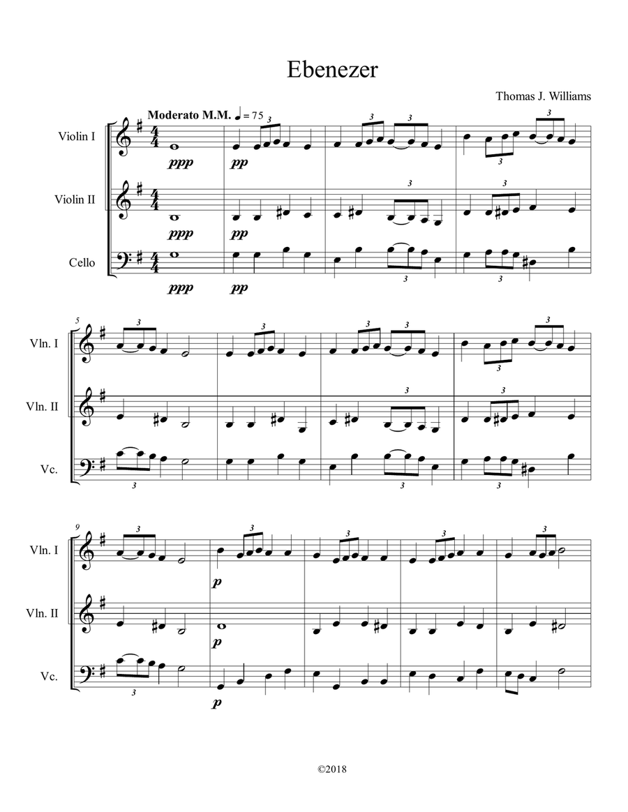 Ebenezer (Hymn Tune) String Trio scores gallery preview page 1