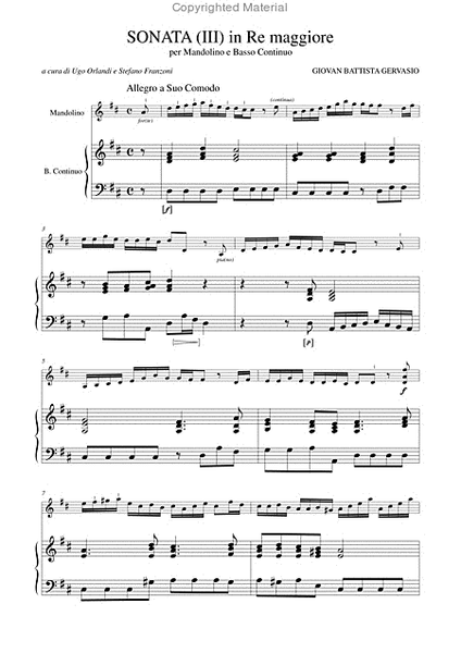Sonata (III) in D Major for Mandolin and Continuo