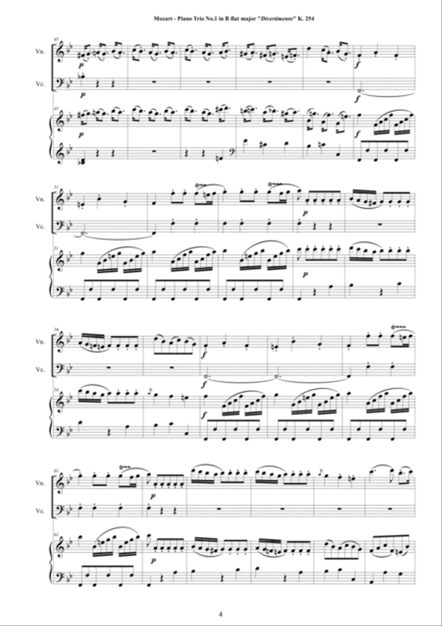 Mozart - Complete Piano Trios for Violin, Cello and Piano - Full Scores and Parts Piano Trio scores gallery preview page 4