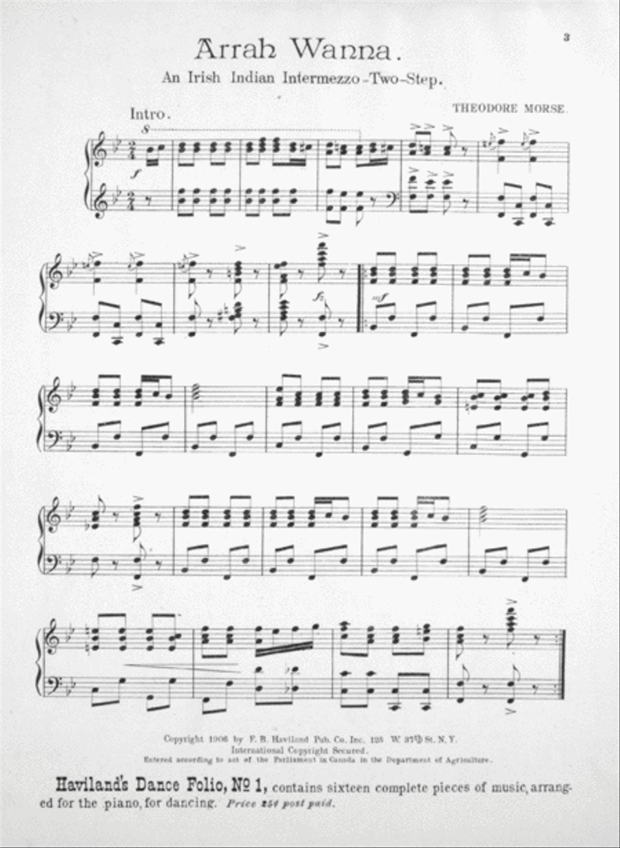 Arrah Wanna. An Irish-Indian Intermezzo Piano Solo scores gallery preview page 2
