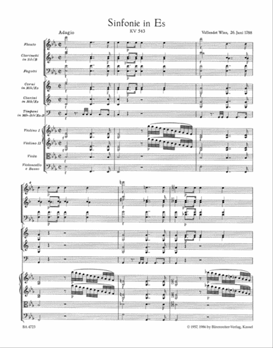 Symphony, No. 39 E flat major, KV 543 Orchestra scores gallery preview page 2