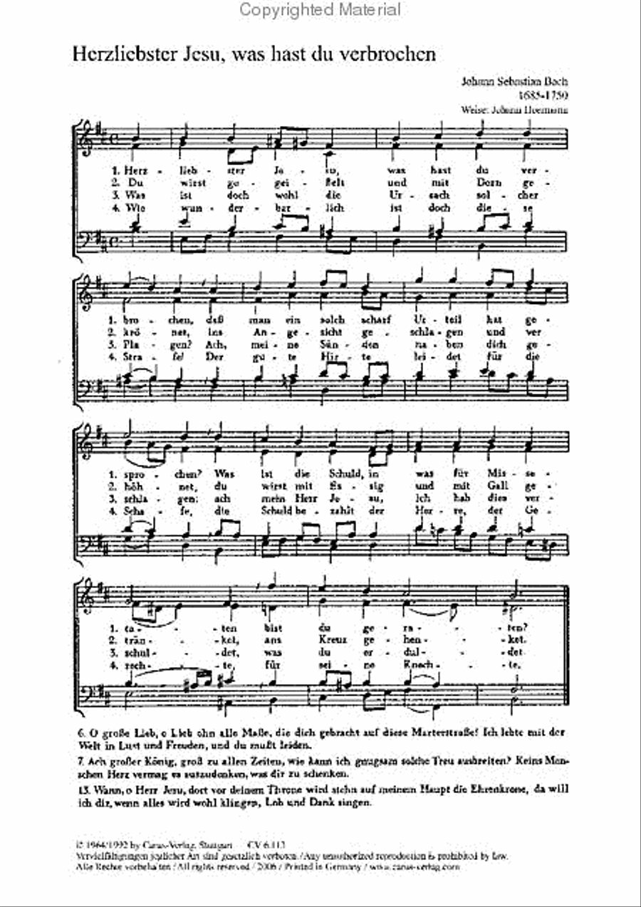Bach: Herzliebster Jesu; Vopelius: Du grosser Schmerzensmann Score scores gallery preview page 2