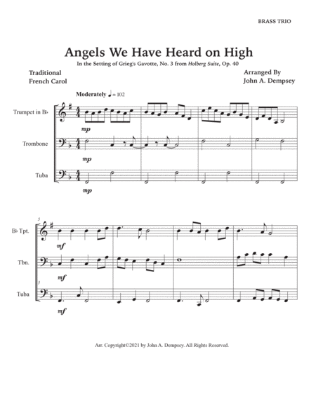 Angels We Have Heard on High (Brass Trio): Trumpet, Trombone and Tuba image number null