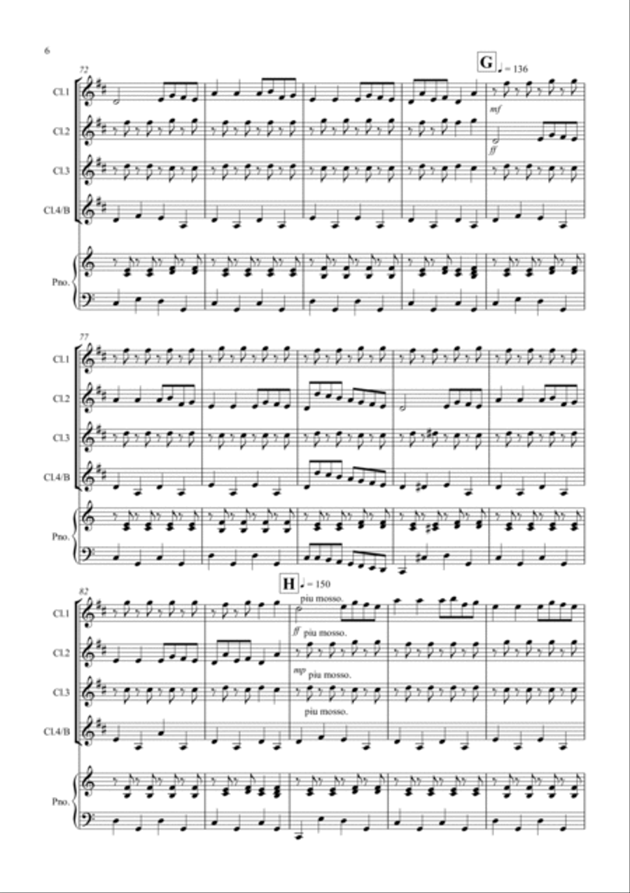 2 Classical Favourites for Clarinet Quartet (volume two) Clarinet Quartet scores gallery preview page 6