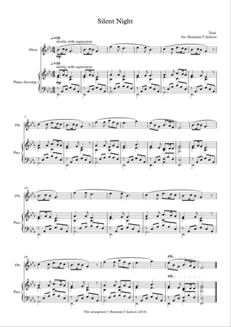 Silent Night - Oboe Piano scores gallery preview page 1