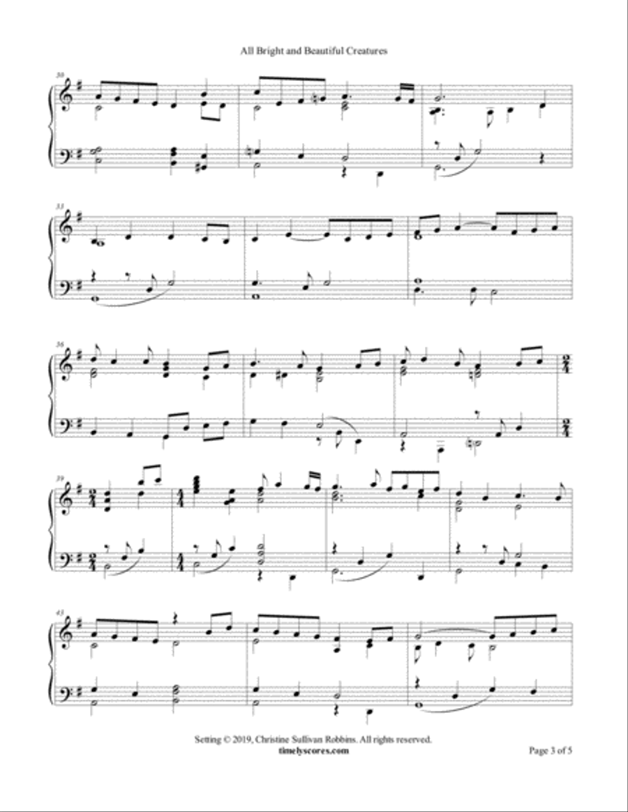 All Bright and Beautiful Creatures Piano Solo scores gallery preview page 3