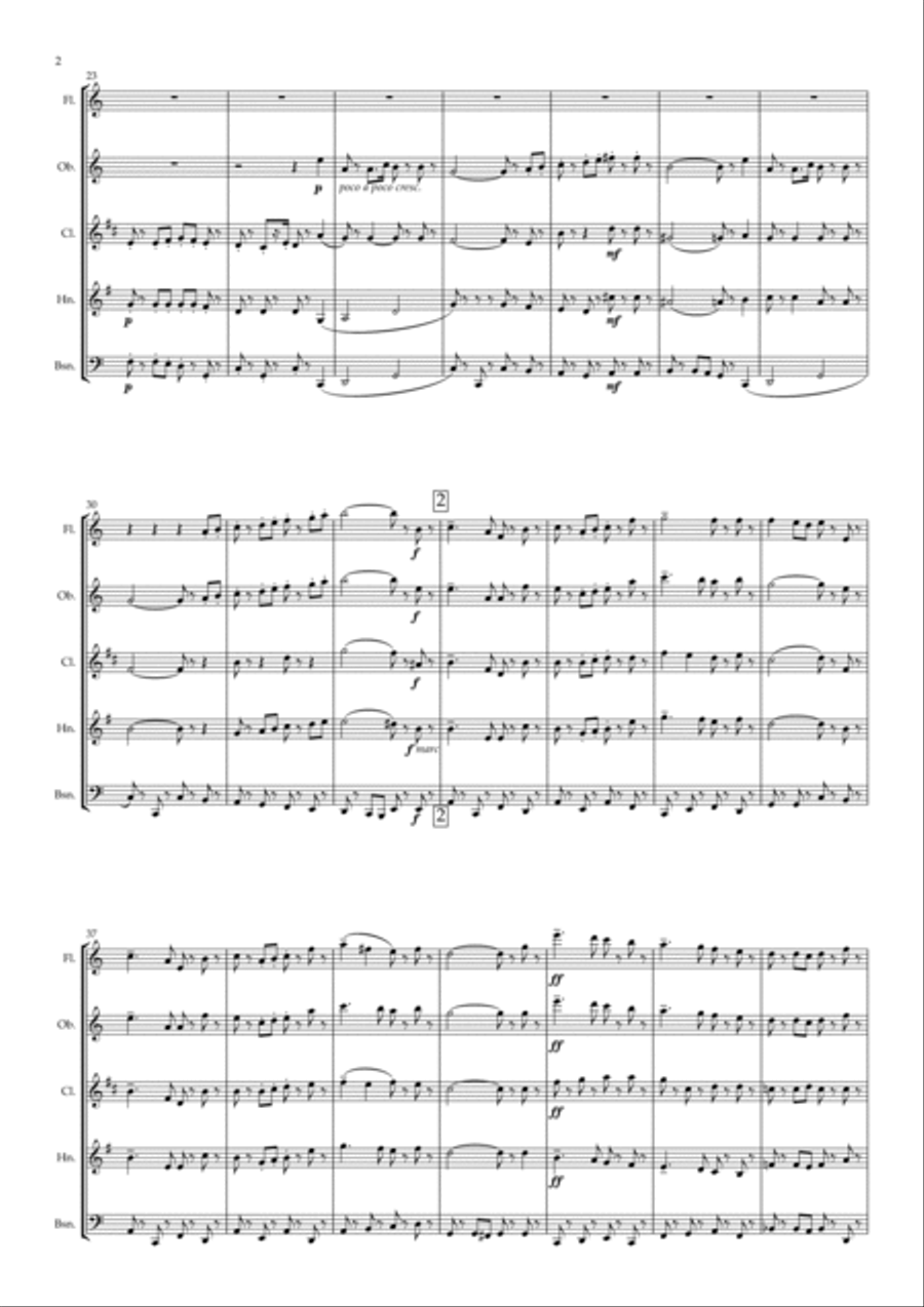 Dubois: Deuxième Suite pour Instruments à vent (2nd Suite-Winds) I.Ronde des Archers - wind quintet Woodwind Quintet scores gallery preview page 2