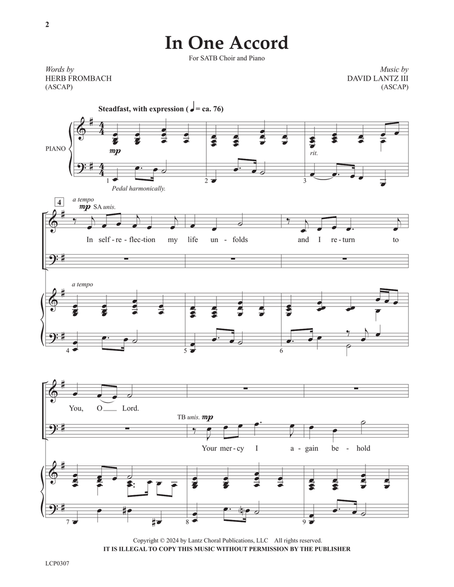 In One Accord 4-Part scores gallery preview page 2