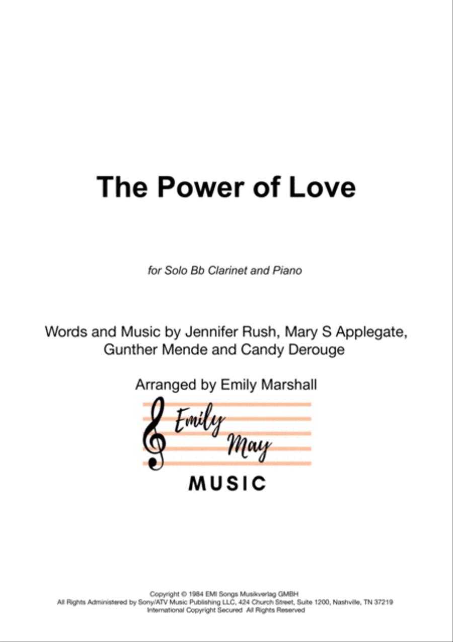The Power Of Love Clarinet Solo scores gallery preview page 1