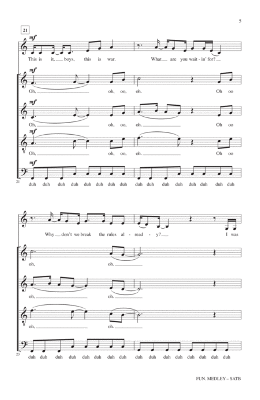 fun. Medley (from the Sing-Off) (arr. Deke Sharon) 4-Part scores gallery preview page 4
