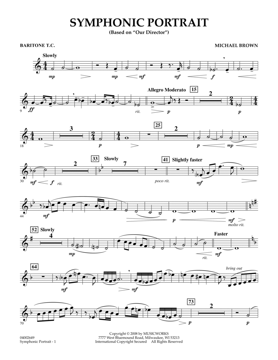 Symphonic Portrait (based on Our Director) - Baritone T.C. Baritone Horn TC scores gallery preview page 1
