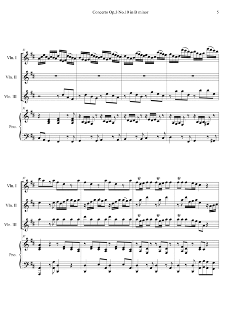 Concerto Op.3 No.10 in B minor RV 580 I. Allegro Piano Quartet scores gallery preview page 5