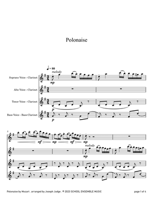 Book cover for Polonaise by Mozart for Clarinet Quartet in Schools