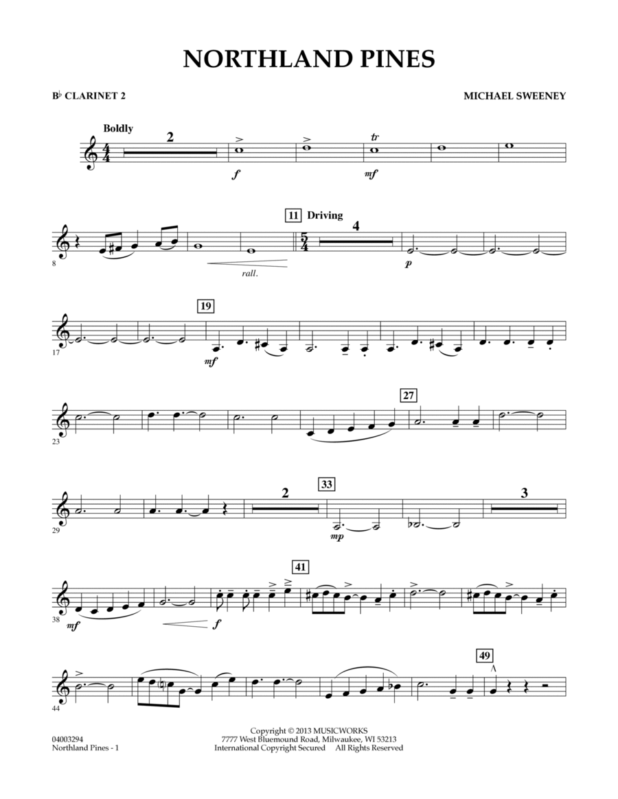 Northland Pines - Bb Clarinet 2 Concert Band scores gallery preview page 1