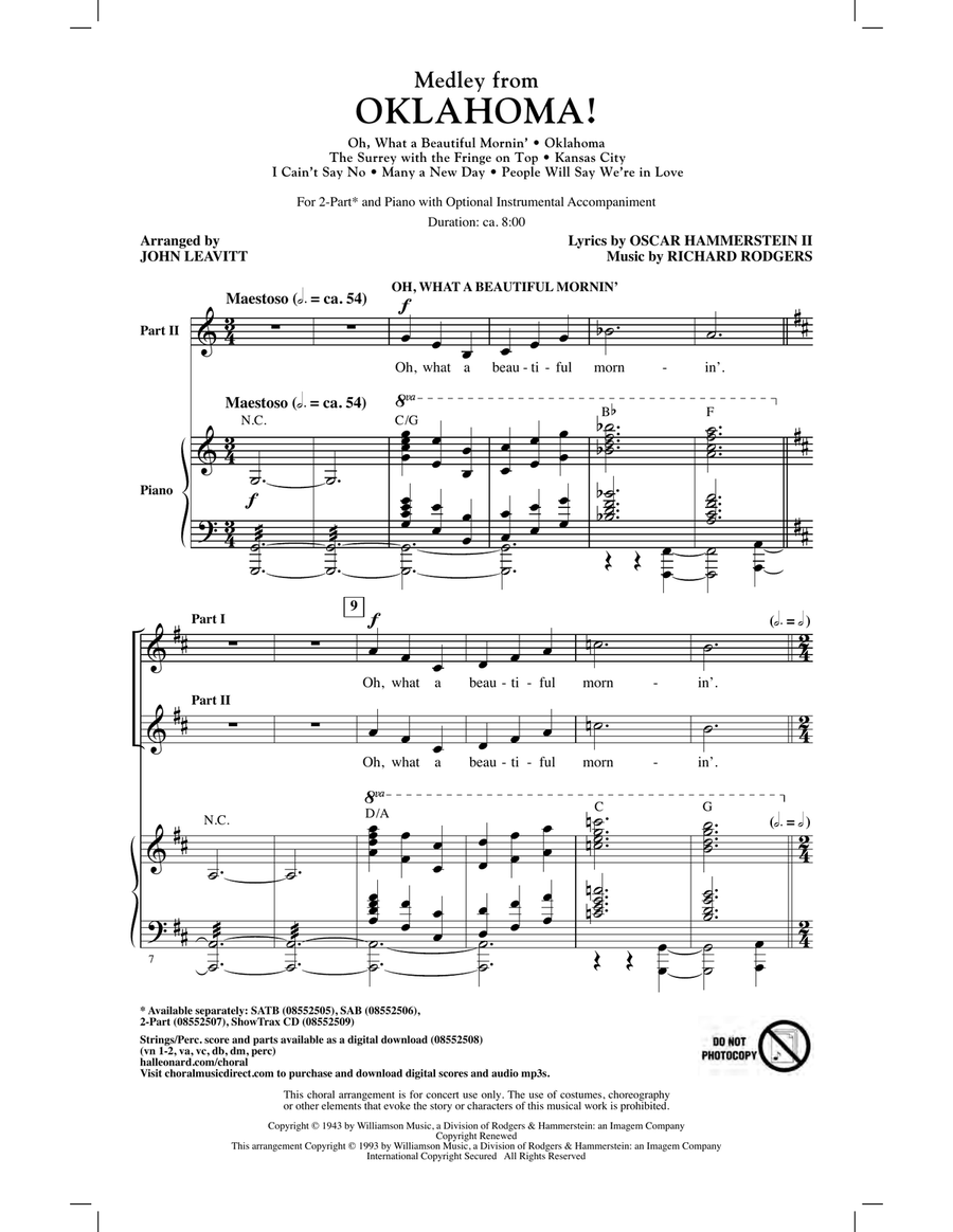 Oklahoma! (Medley) (arr. John Leavitt) 2-Part scores gallery preview page 1