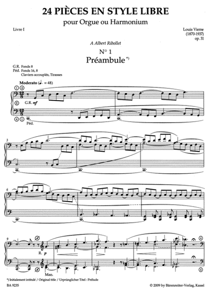 Pieces en style libre en deux livres, Livre I, Op. 31