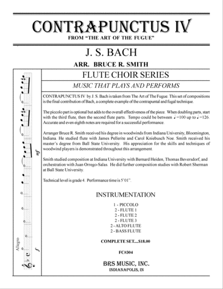Contrapunctus #4 Contrapunctus #4 Flute Choir scores gallery preview page 1