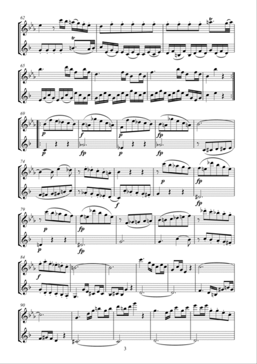 Mozart Sonata No. 26 arr. flute and clarinet Woodwind Duet scores gallery preview page 3