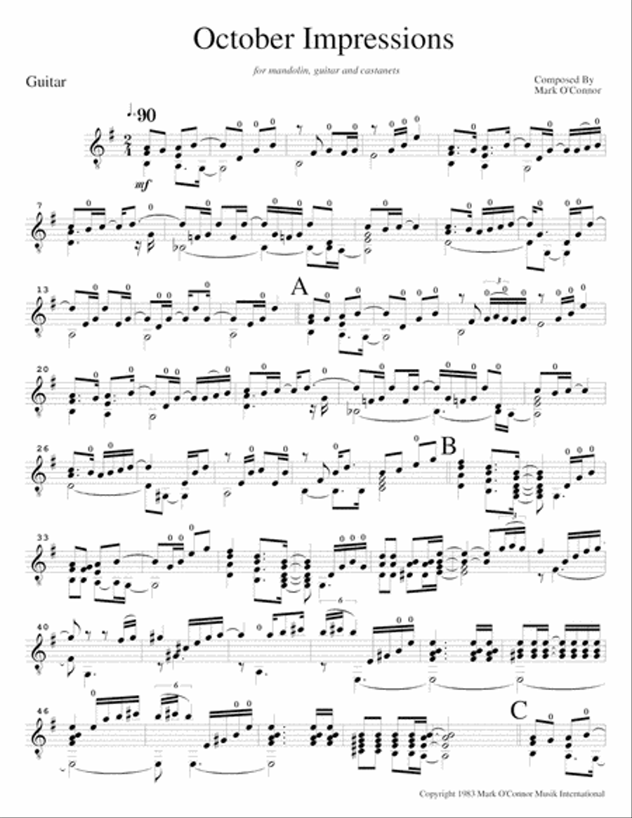 October Impressions (guitar part – mandolin, guitar, percussion) Small Ensemble scores gallery preview page 3
