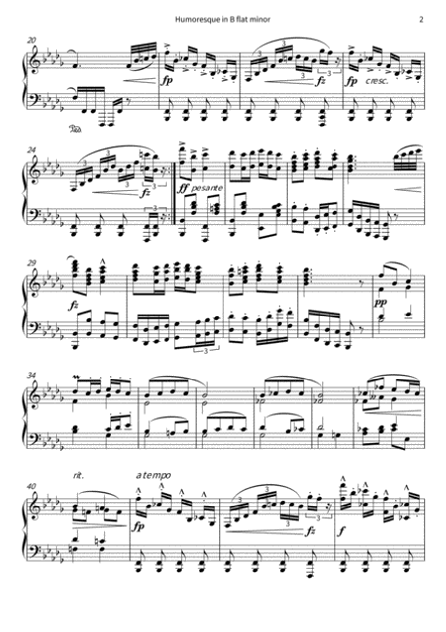 Humoresque in B flat minor Piano Solo scores gallery preview page 4