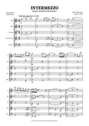Intermezzo from Cavalleria Rusticana for Wind Quintet in F Major