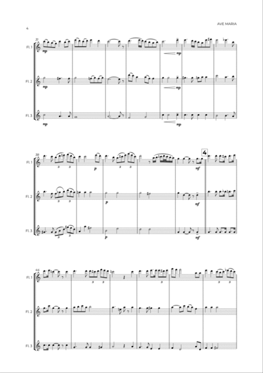 AVE MARIA - SCHUBERT - FLUTE TRIO AVE MARIA - SCHUBERT - FLUTE TRIO Flute Trio scores gallery preview page 4