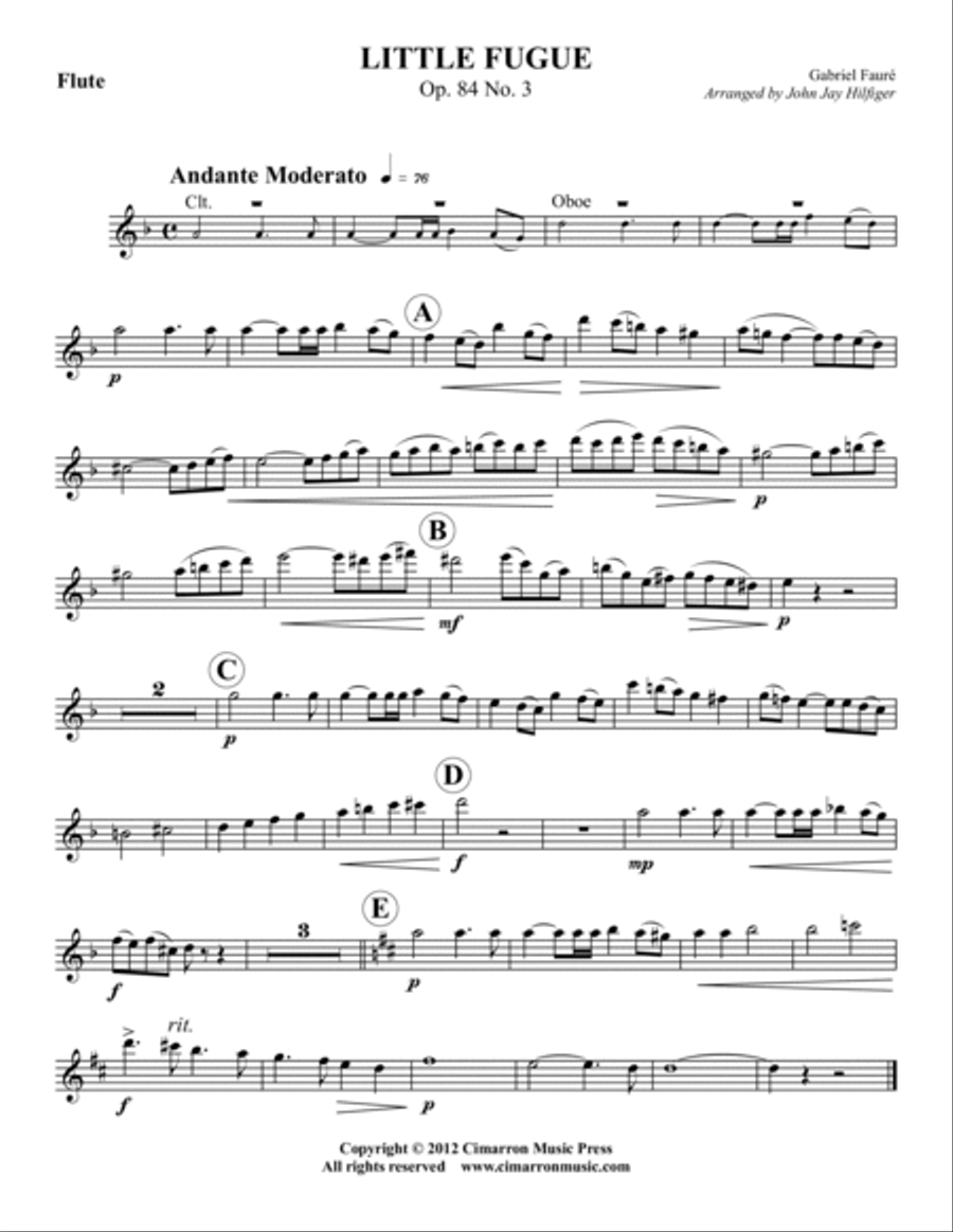 Little Fugue Op. 84 No. 3 Woodwind Quartet scores gallery preview page 3