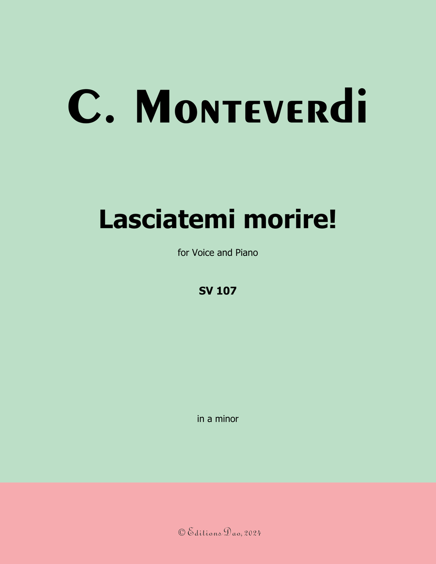 Lasciatemi morire! by Monteverdi, in a minor Piano, Vocal scores gallery preview page 1