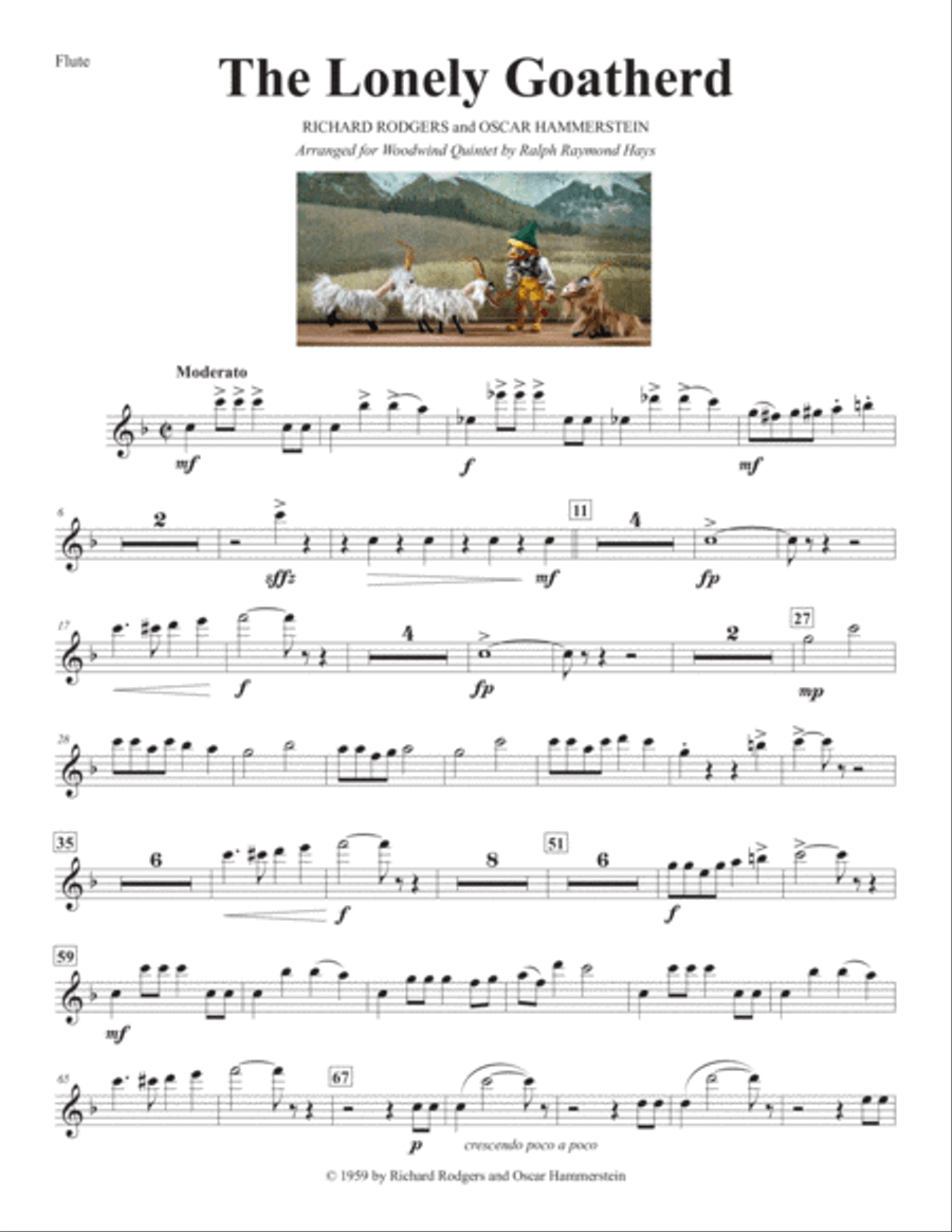 The Lonely Goatherd from the Sound of Music Woodwind Quintet scores gallery preview page 6